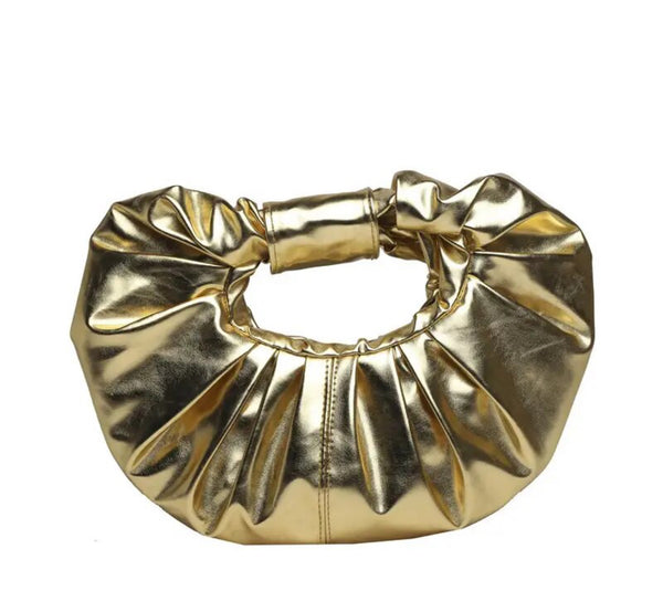 Pleated Gold Clutch