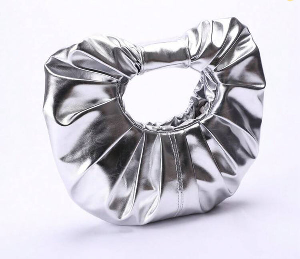 Pleated Silver Clutch