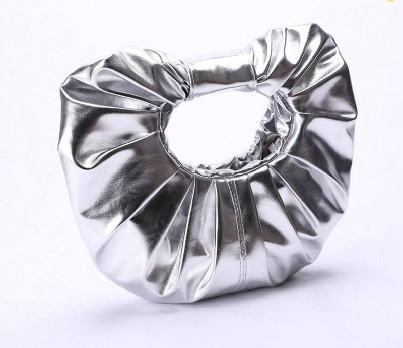 Pleated Silver Clutch