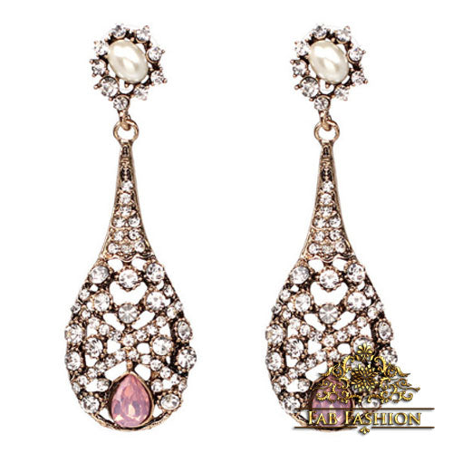 Hanging Chandelier Pink Earrings